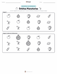 Vista previa de la hoja de trabajo imprimible de Órbitas Planetarias