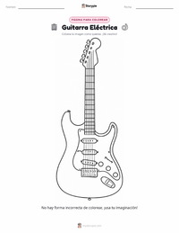Página para colorear de Guitarra Eléctrica para niños