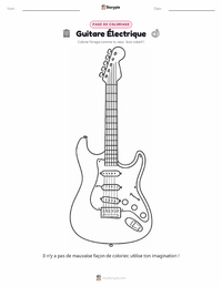 Page de coloriage Guitare Électrique pour les enfants