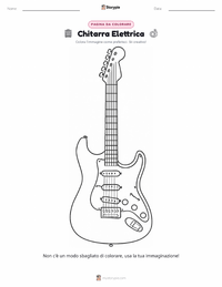 Pagina da colorare di Chitarra Elettrica per bambini