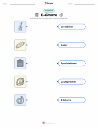 E-Gitarre druckbare Arbeitsblatt für Kinder