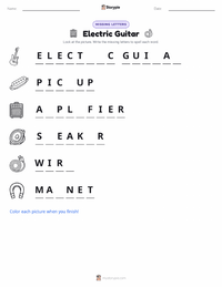 Electric Guitar printable worksheet preview