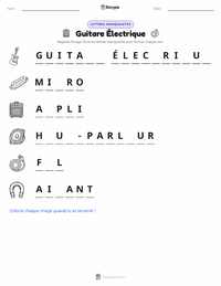 Aperçu de la feuille de travail imprimable Guitare Électrique