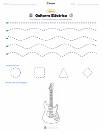 Vista previa de la hoja de trabajo imprimible de Guitarra Eléctrica