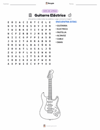 Vista previa de la hoja de trabajo imprimible de Guitarra Eléctrica