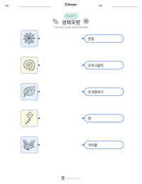 생체모방 인쇄 가능한 워크시트 미리보기