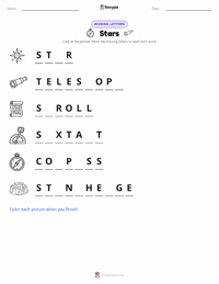 Stars printable worksheet preview