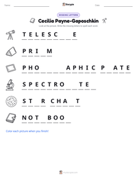 Cecilia Payne-Gaposchkin printable worksheet preview