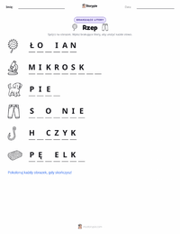 Podgląd drukowalnego arkusza ćwiczeń Velcro