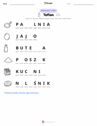 Podgląd drukowalnego arkusza ćwiczeń Teflon