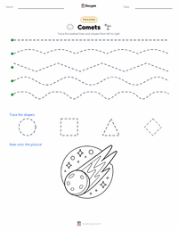 Comets printable worksheet preview