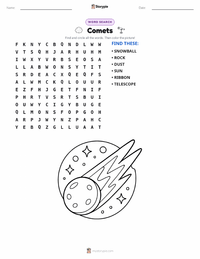 Comets printable worksheet preview