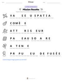 Aperçu de la feuille de travail imprimable Mission Rosetta