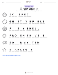 Oort Cloud printable worksheet preview