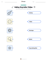 Halley Kuyruklu Yıldızı yazdırılabilir çalışma sayfası önizlemesi