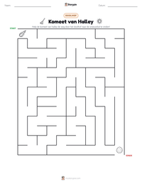 Komeet van Halley afdrukbare werkblad voorbeeld