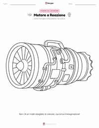 Pagina da colorare di Motore a reazione per bambini