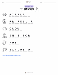 Jet Engine printable worksheet preview