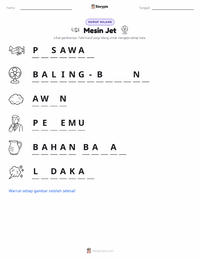 Prabaca lembar kerja cetak Mesin Jet