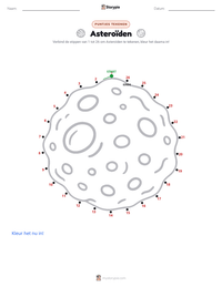 Asteroïden afdrukbare werkblad voorbeeld