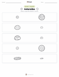 Vista previa de la hoja de trabajo imprimible de Asteroides