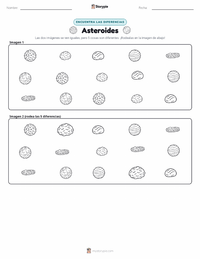 Vista previa de la hoja de trabajo imprimible de Asteroides