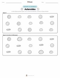 Prévia da folha de atividades imprimível Asteroides