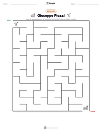 Giuseppe Piazzi afdrukbare werkblad voorbeeld