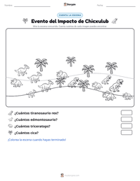 Vista previa de la hoja de trabajo imprimible de Evento del Impacto de Chicxulub
