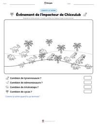 Aperçu de la feuille de travail imprimable Événement de l'impacteur de Chicxulub