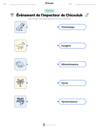 Aperçu de la feuille de travail imprimable Événement de l'impacteur de Chicxulub
