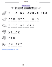 Chicxulub Impactor Event printable worksheet preview