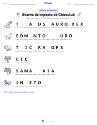 Prévia da folha de atividades imprimível Evento de Impacto de Chicxulub