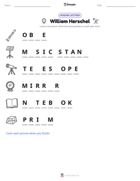 William Herschel printable worksheet preview