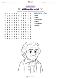 Vista previa de la hoja de trabajo imprimible de William Herschel