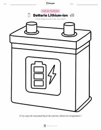 Page de coloriage Batterie lithium-ion pour les enfants