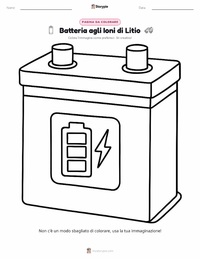 Pagina da colorare di Batteria agli ioni di litio per bambini