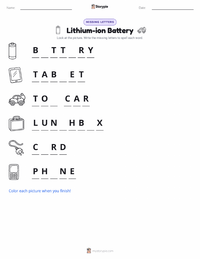Lithium-ion Battery printable worksheet preview