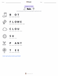 Rain printable worksheet preview