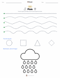 Aperçu de la feuille de travail imprimable Pluie