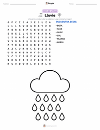 Vista previa de la hoja de trabajo imprimible de Lluvia