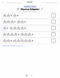 Okyanus Dalgaları yazdırılabilir çalışma sayfası önizlemesi