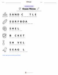 Ocean Waves printable worksheet preview