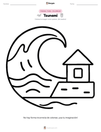 Página para colorear de Tsunami para niños