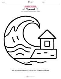 Pagina da colorare di Tsunami per bambini