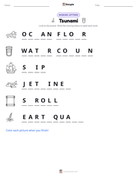Tsunami printable worksheet preview
