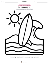 Podgląd drukowalnego arkusza ćwiczeń Surfing