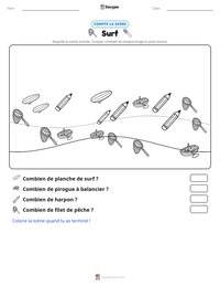Aperçu de la feuille de travail imprimable Surf