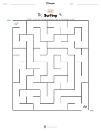 Surfing printable worksheet preview