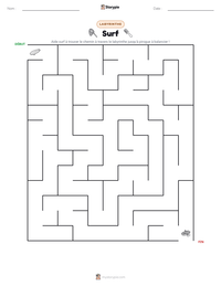 Aperçu de la feuille de travail imprimable Surf